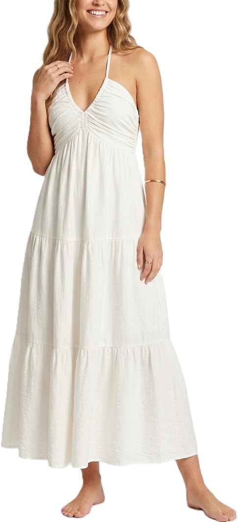 Halter Tiered Maxi Dress in Ivory