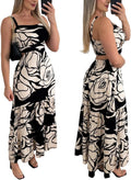 Floral Cut-Out Square-Neck Maxi Sundress in Black