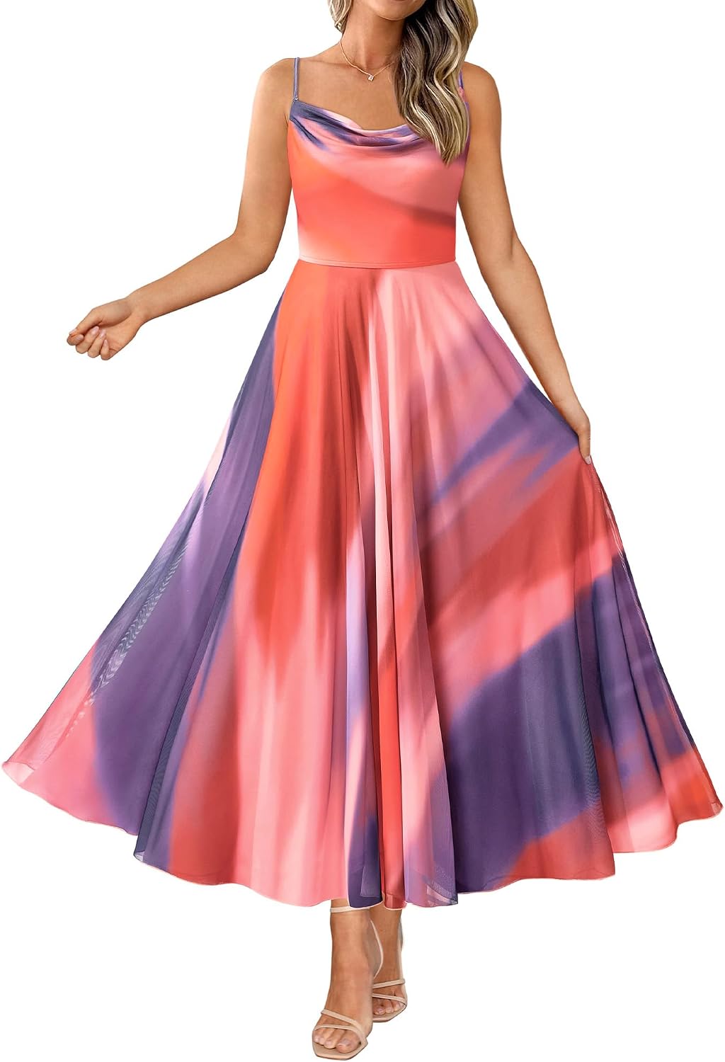 Floral Spaghetti Strap Maxi Dress in Multicolour Print