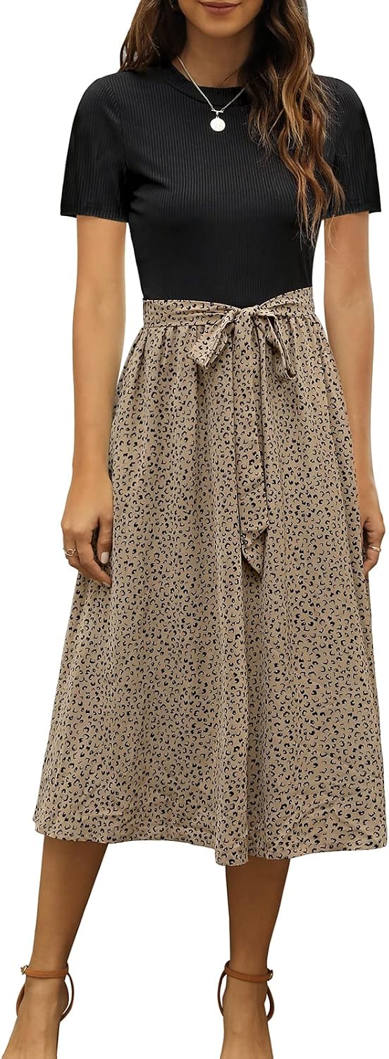 Ribbed Short-Sleeve Midi Dress, additional view
