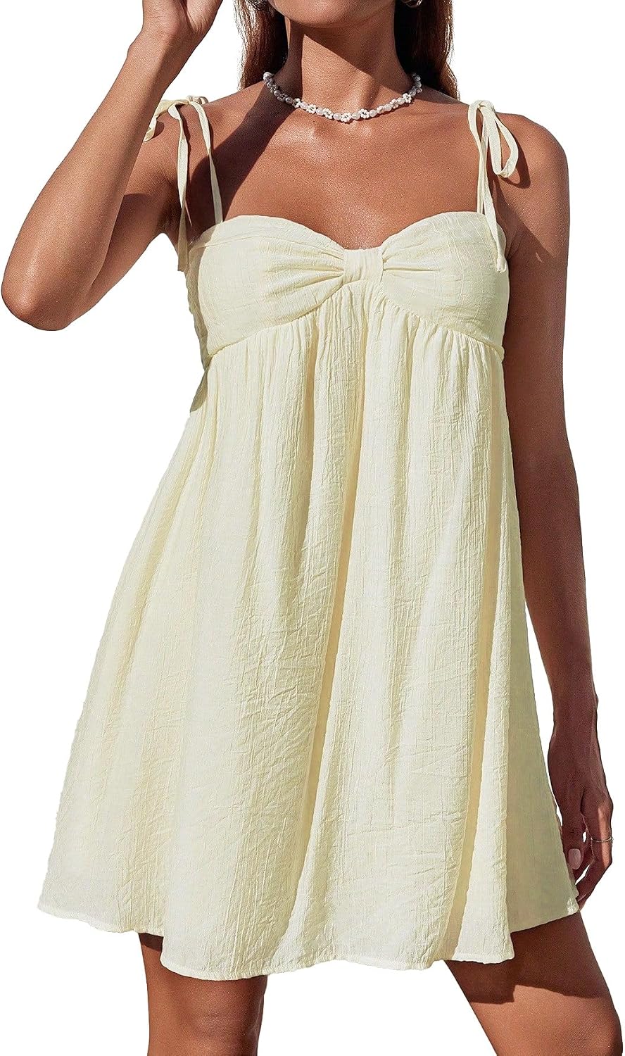 Spaghetti Strap Flowy Mini Sundress in Apricot