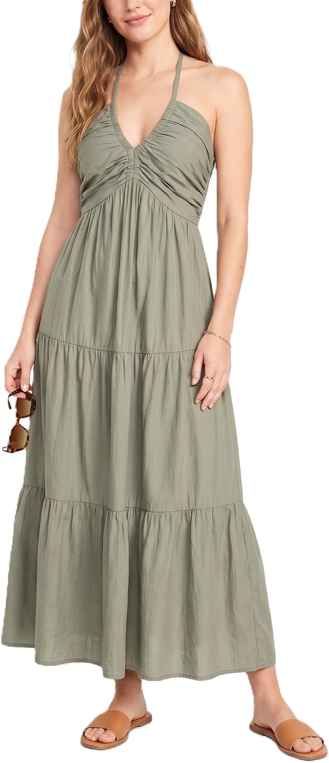 Halter Tiered Maxi Dress in Sage