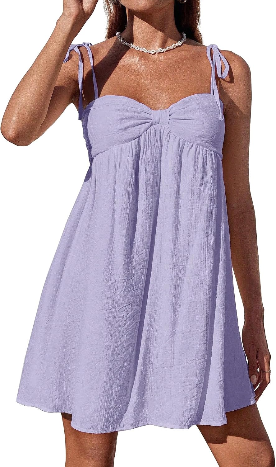 Spaghetti Strap Flowy Mini Sundress in Purple